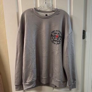 SHEIN Light Gray Graphic Crewneck Sweater